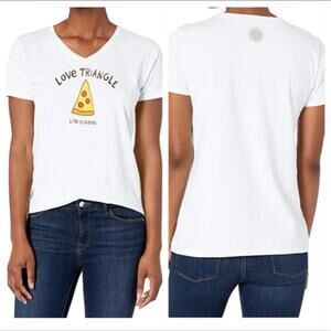 Life is Good XL NWT White Womens Pizza Love Triangle 100% cotton Top